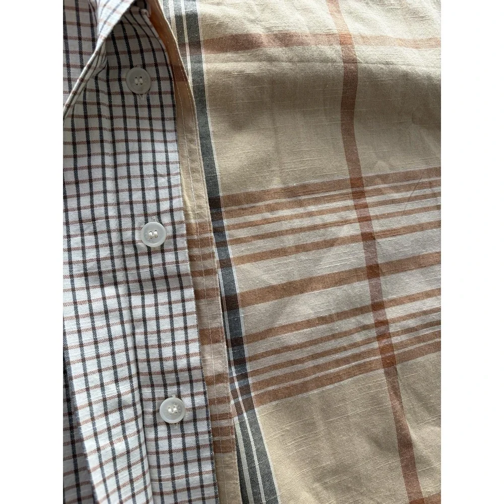 Rare Lauren Ralph Lauren King Pillow Shams Set of 2 Plaid Check Tan Gray